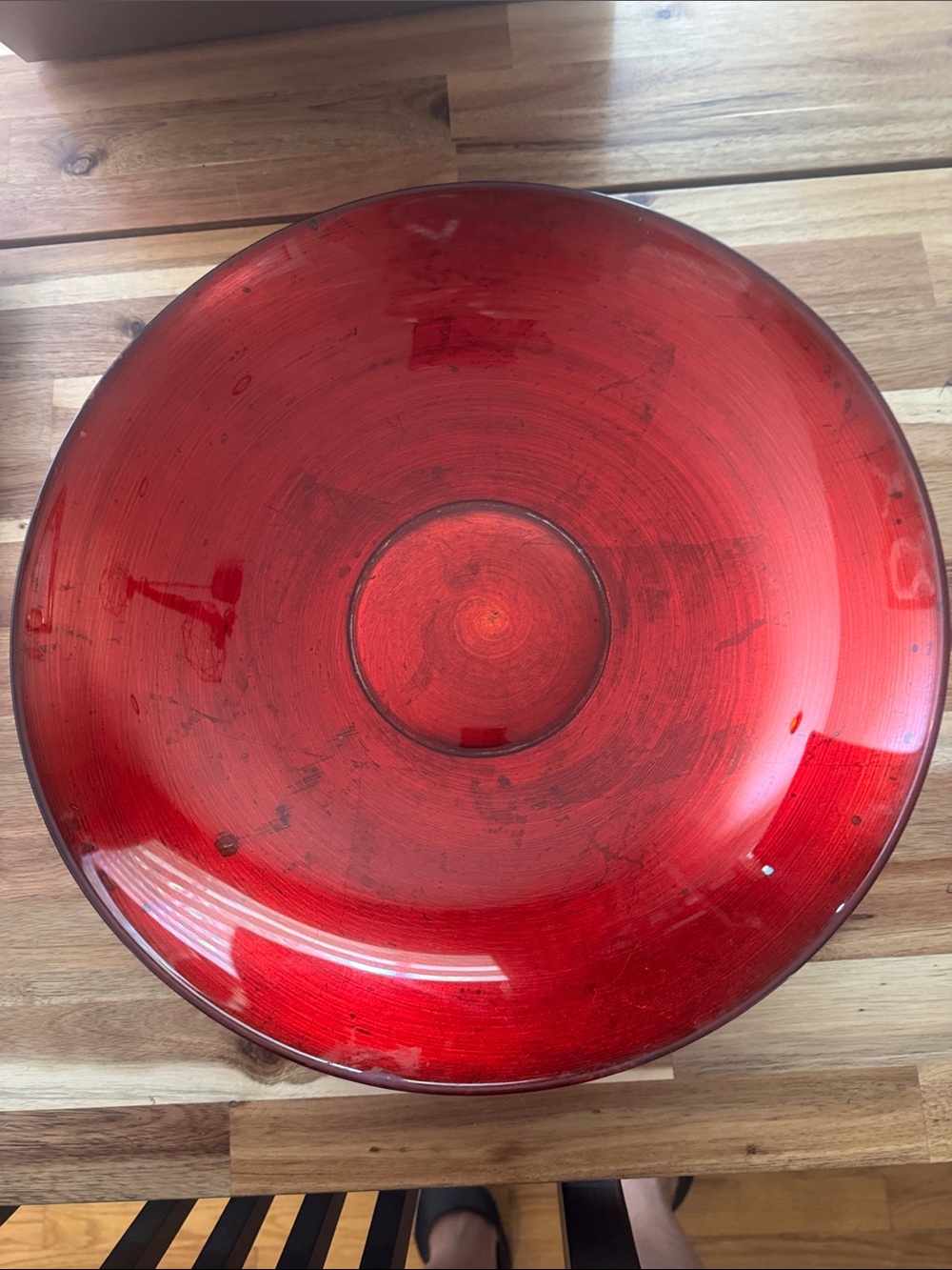 Red Decorative Glass Serving Bowl